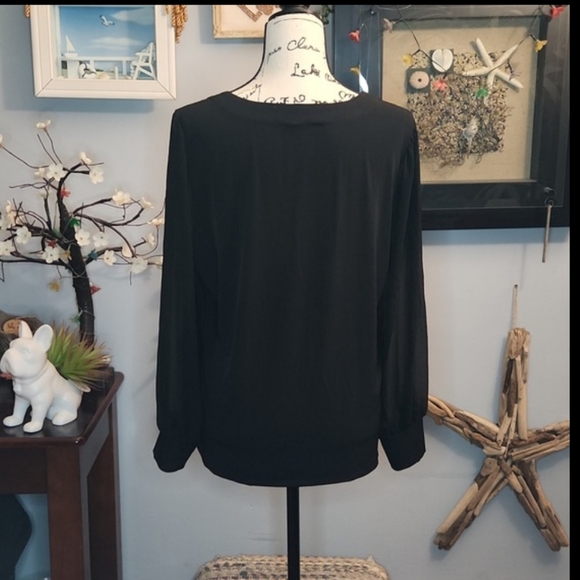 Calvin Klein squareneck sheer sleeve   blouse - Picture 2 of 11